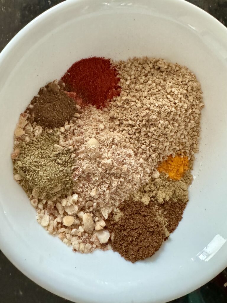 The spices used for stuffing the Til Kutachi Mirchi