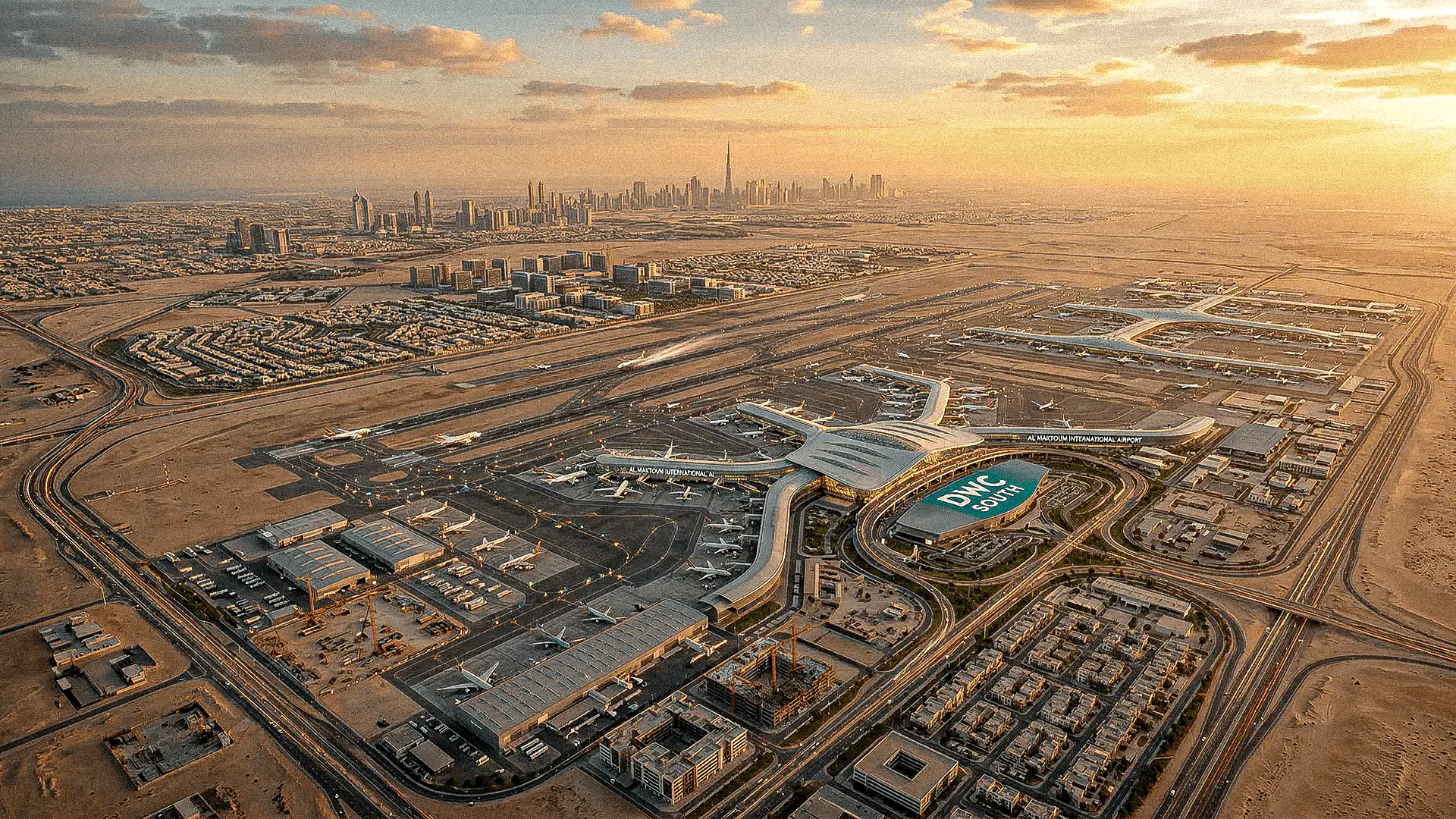 Al Maktoum International Airport en Dubai South como eje de expansión urbana y desarrollo inmobiliario en Dubái.