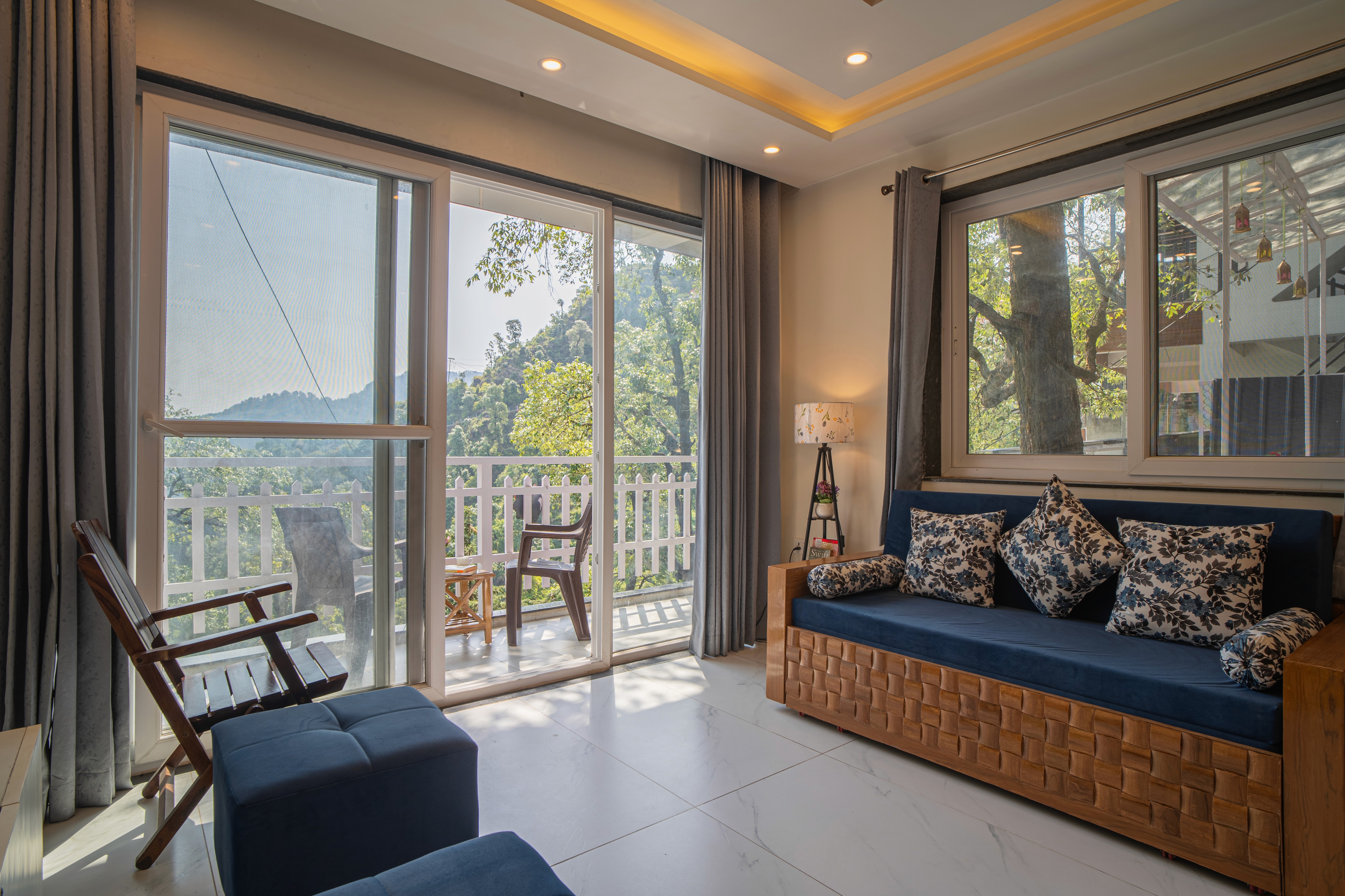Balcony light and mountain view