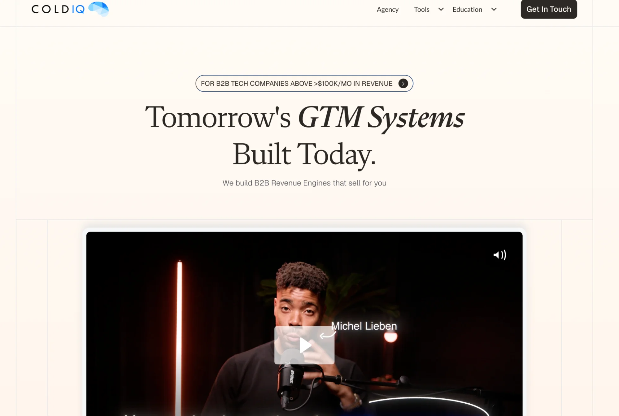 ColdIQ homepage: AI-first, Clay-native cold outbound agency