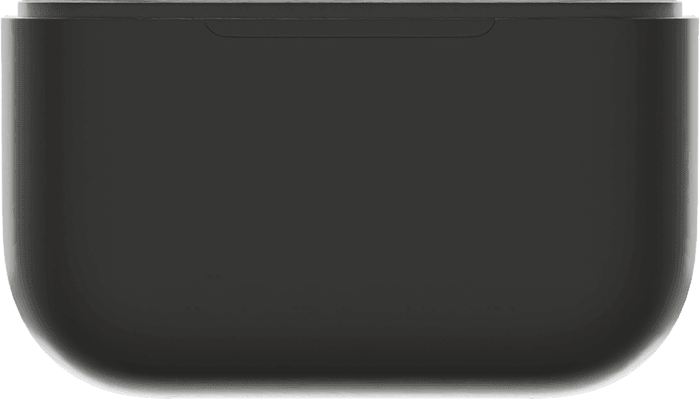 A simple, dark gray rectangular shape with rounded corners, resembling a minimalistic button or interface element.