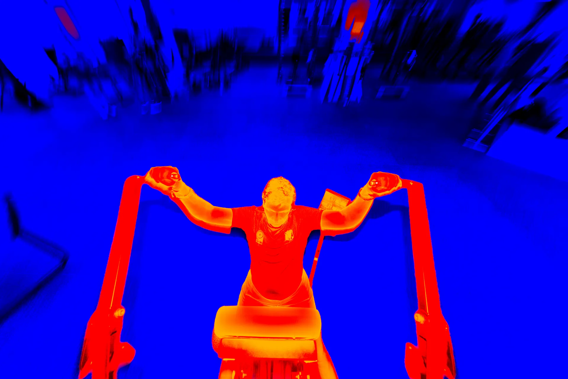 Warmtebeeld van een sporter tijdens een krachtoefening