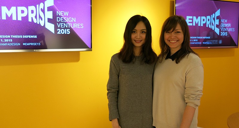 two women in front of screen