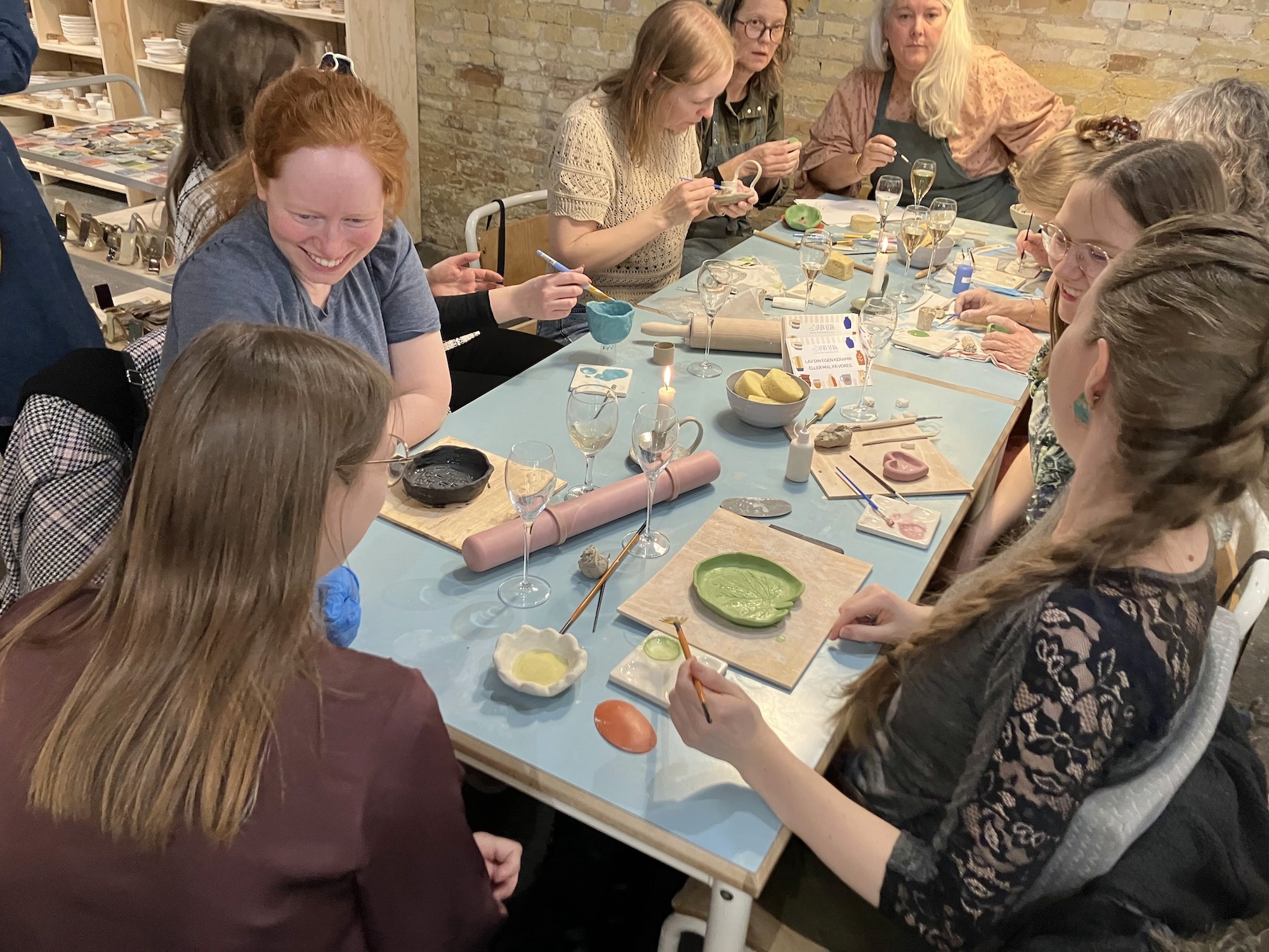 a cozy experience. Working with clay with friends