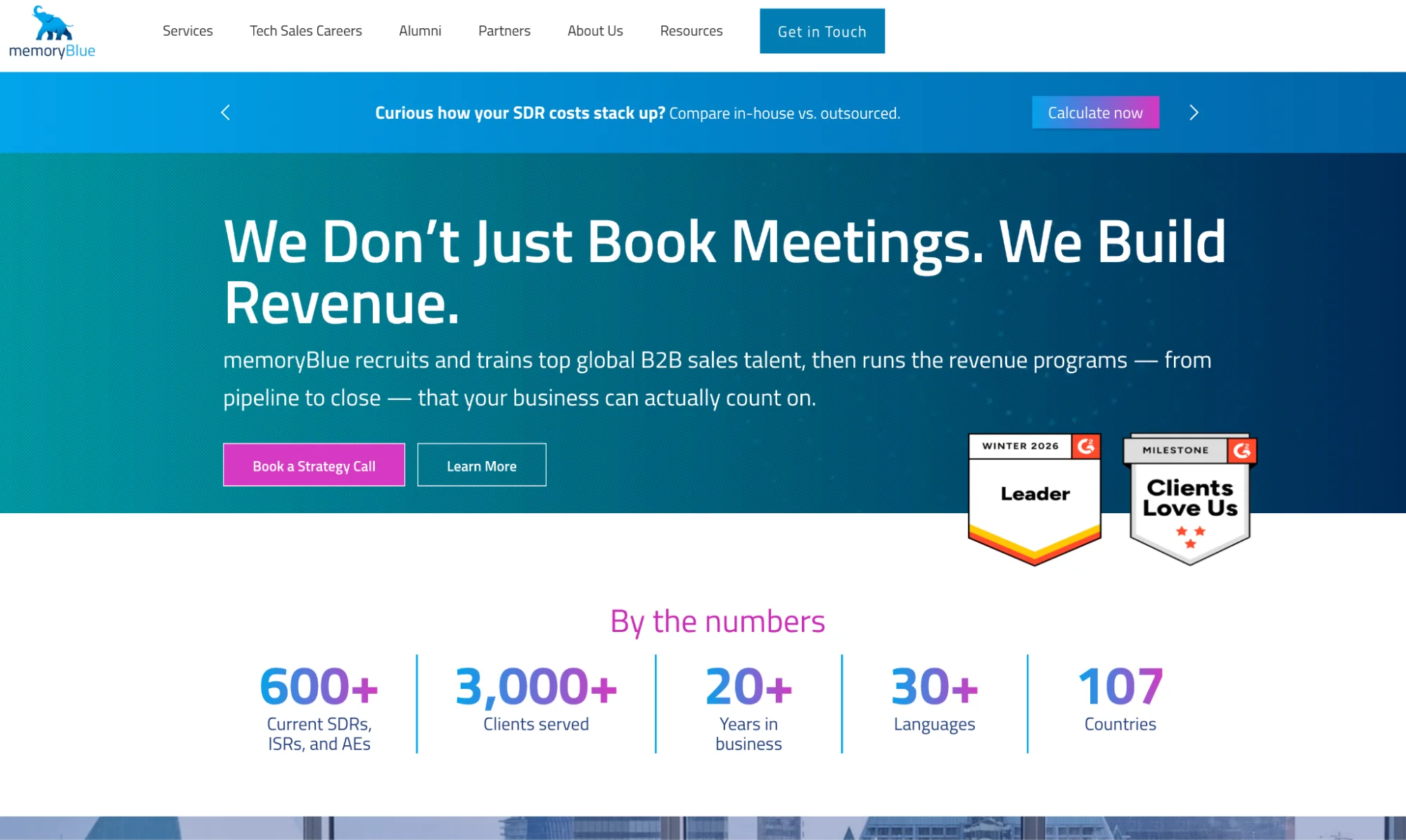 memoryBlue homepage: B2B sales development and SDR outsourcing agency