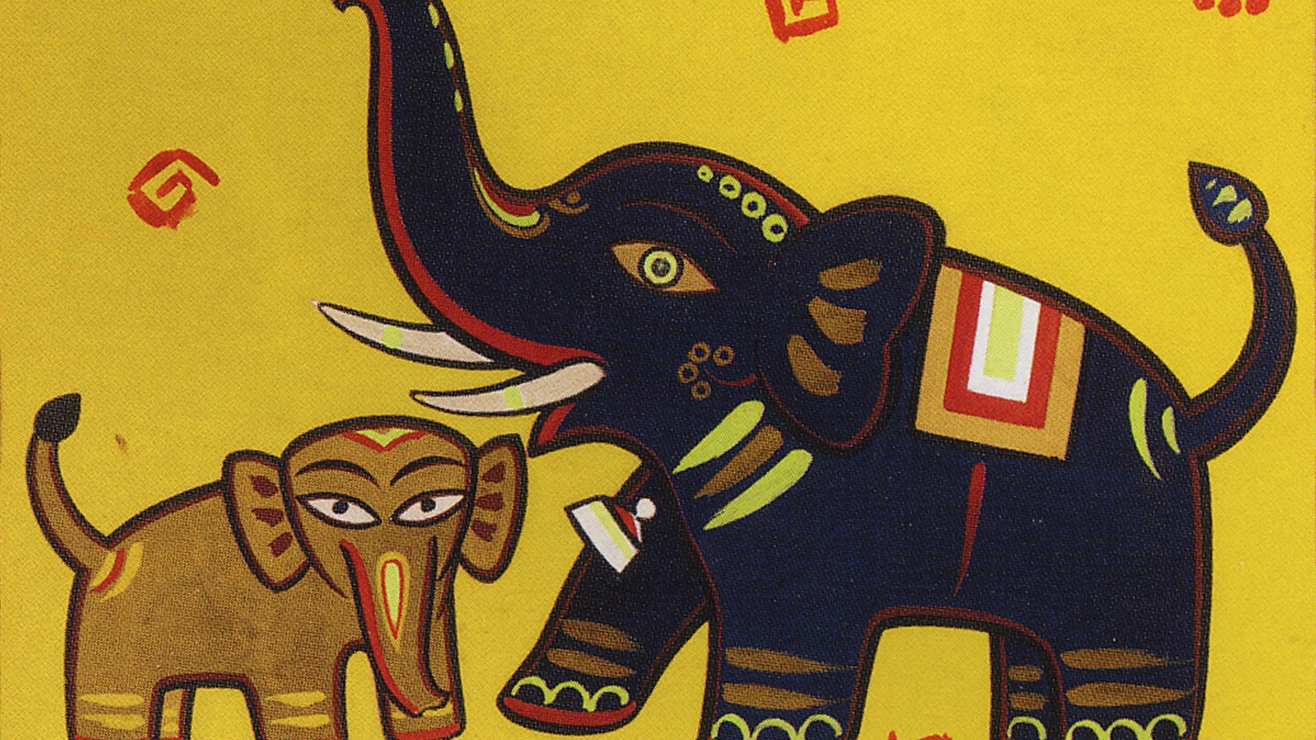 Elephants painting by Jamini Roy at Tamarind Art Gallery New York