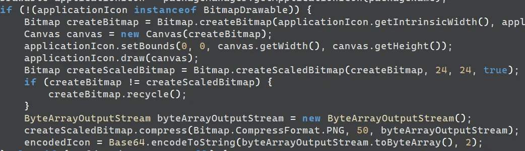 App icon storage routine