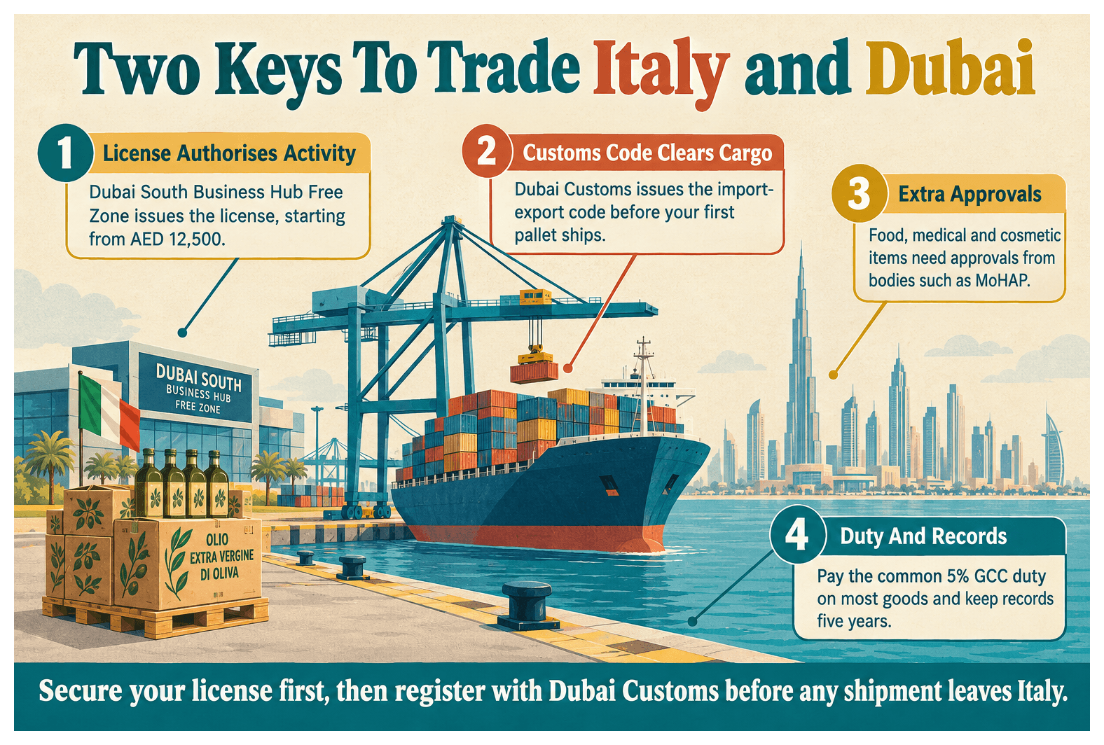 Infographic: Import and Export Between Italy and Dubai: What License You Need