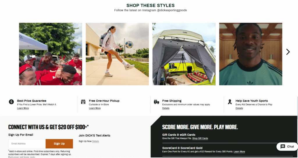 dicks sports instagram wall