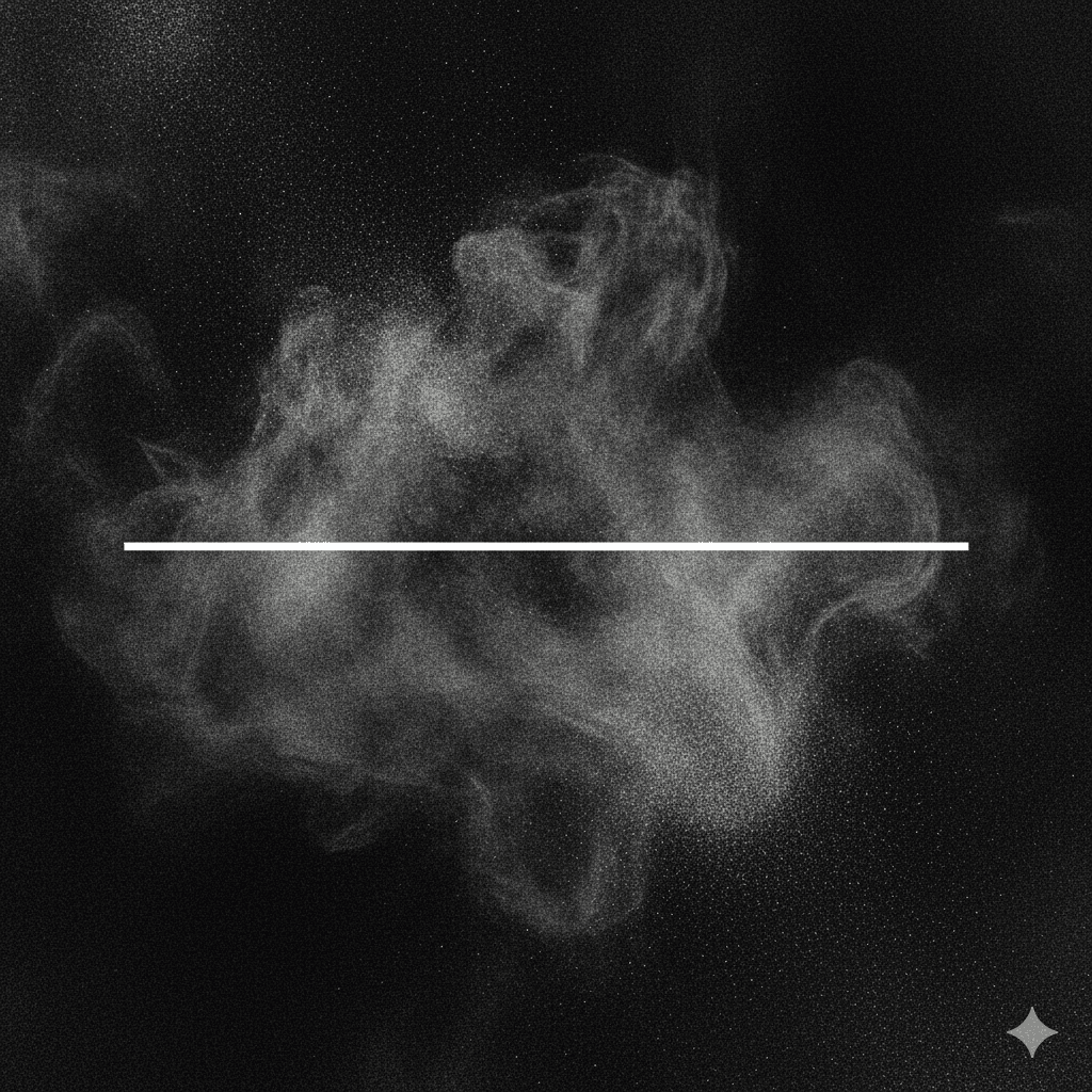 line cutting through a chaotic cloud