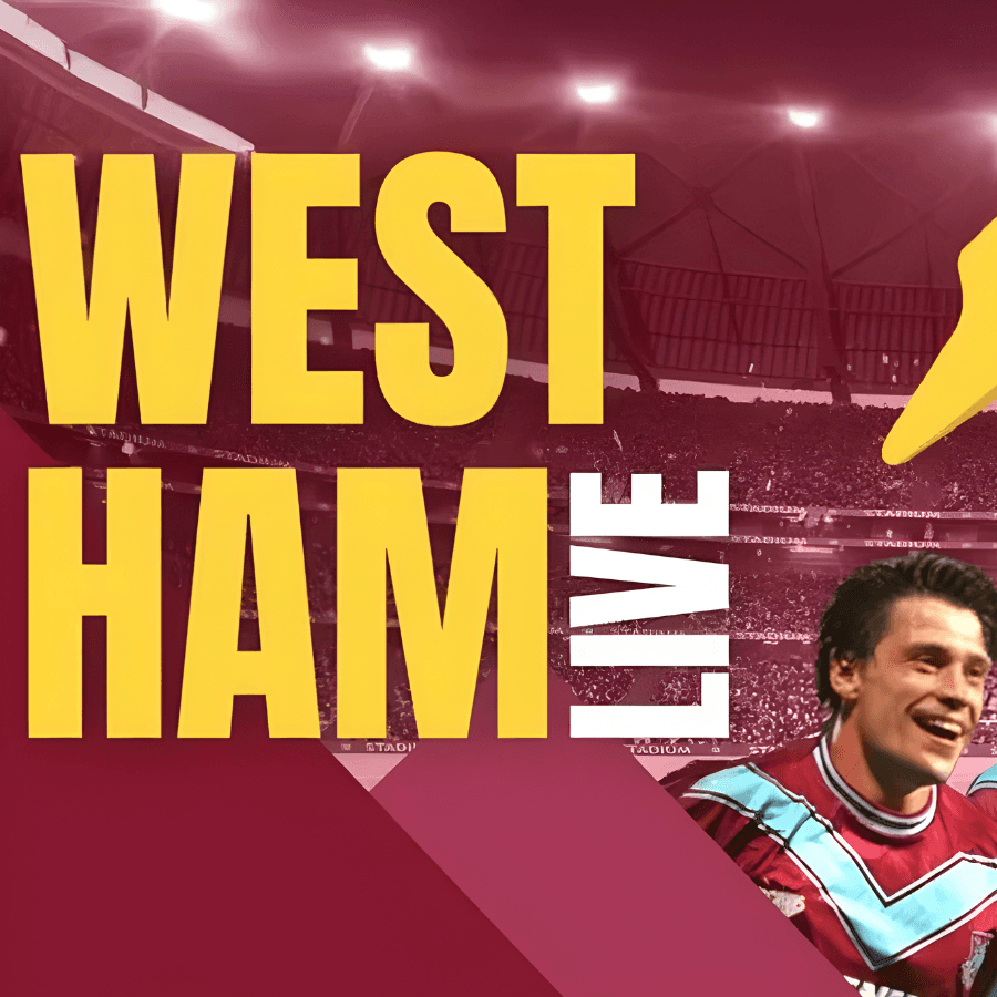 پوستر رویداد افسانه‌های وست‌هام با بازیکنان فوتبال در لباس‌های تیم.