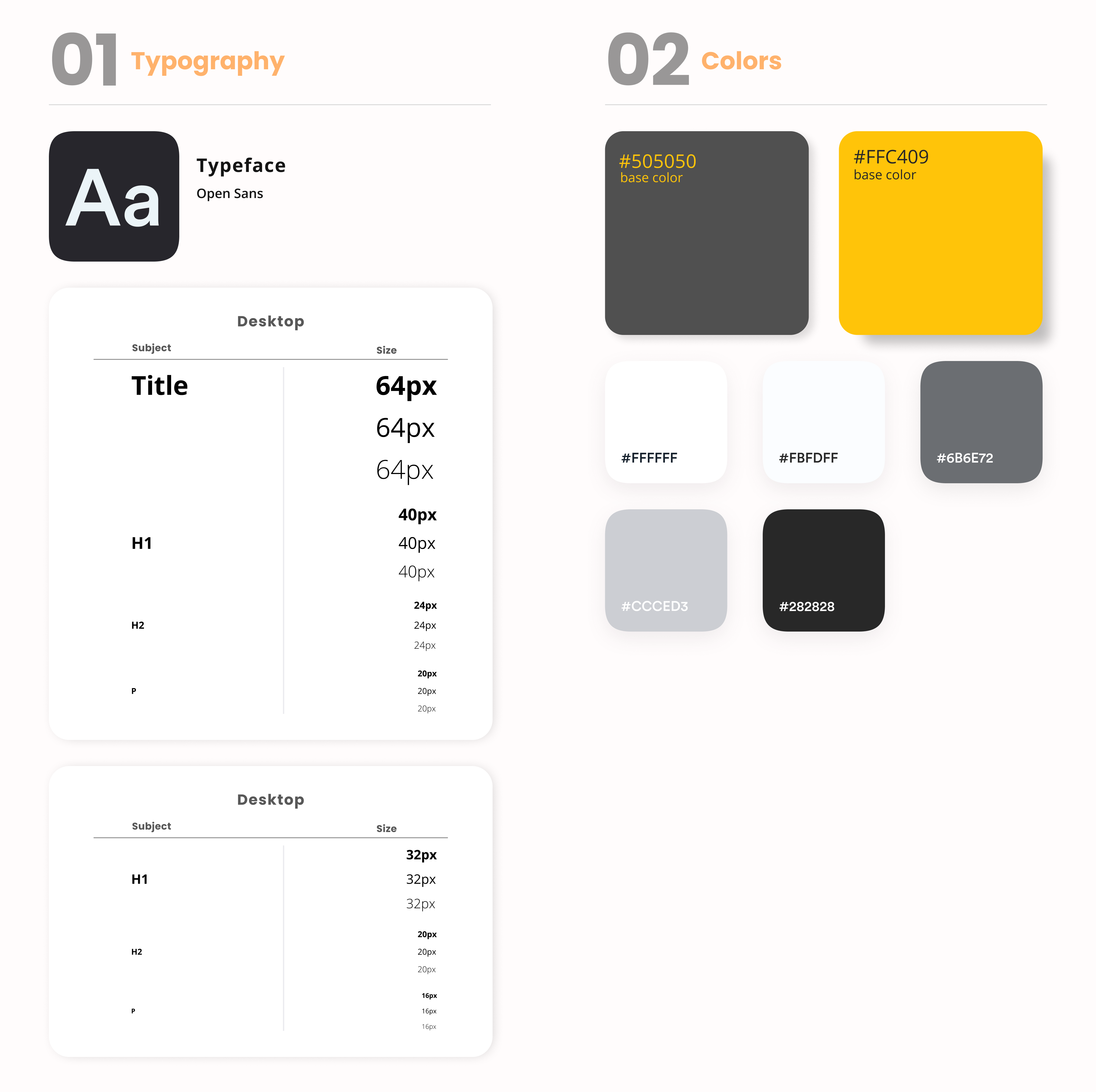 Showcasing the Typography and Colors section