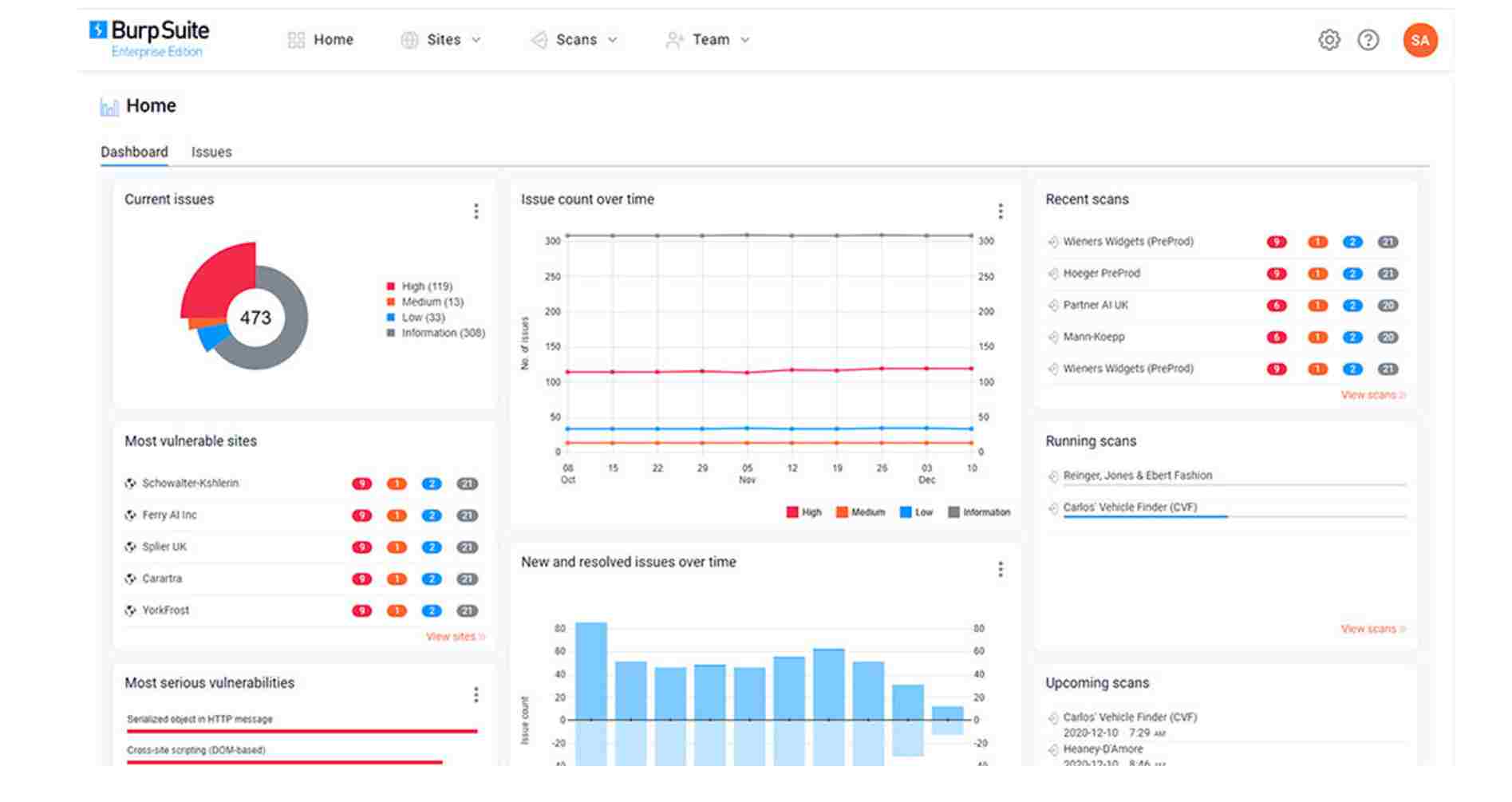 Burp Suite Dashboard