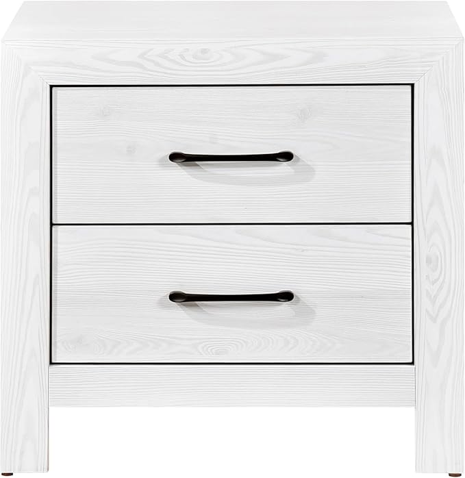 Elegant white nightstand black hardware with ample storage space and a timeless design.