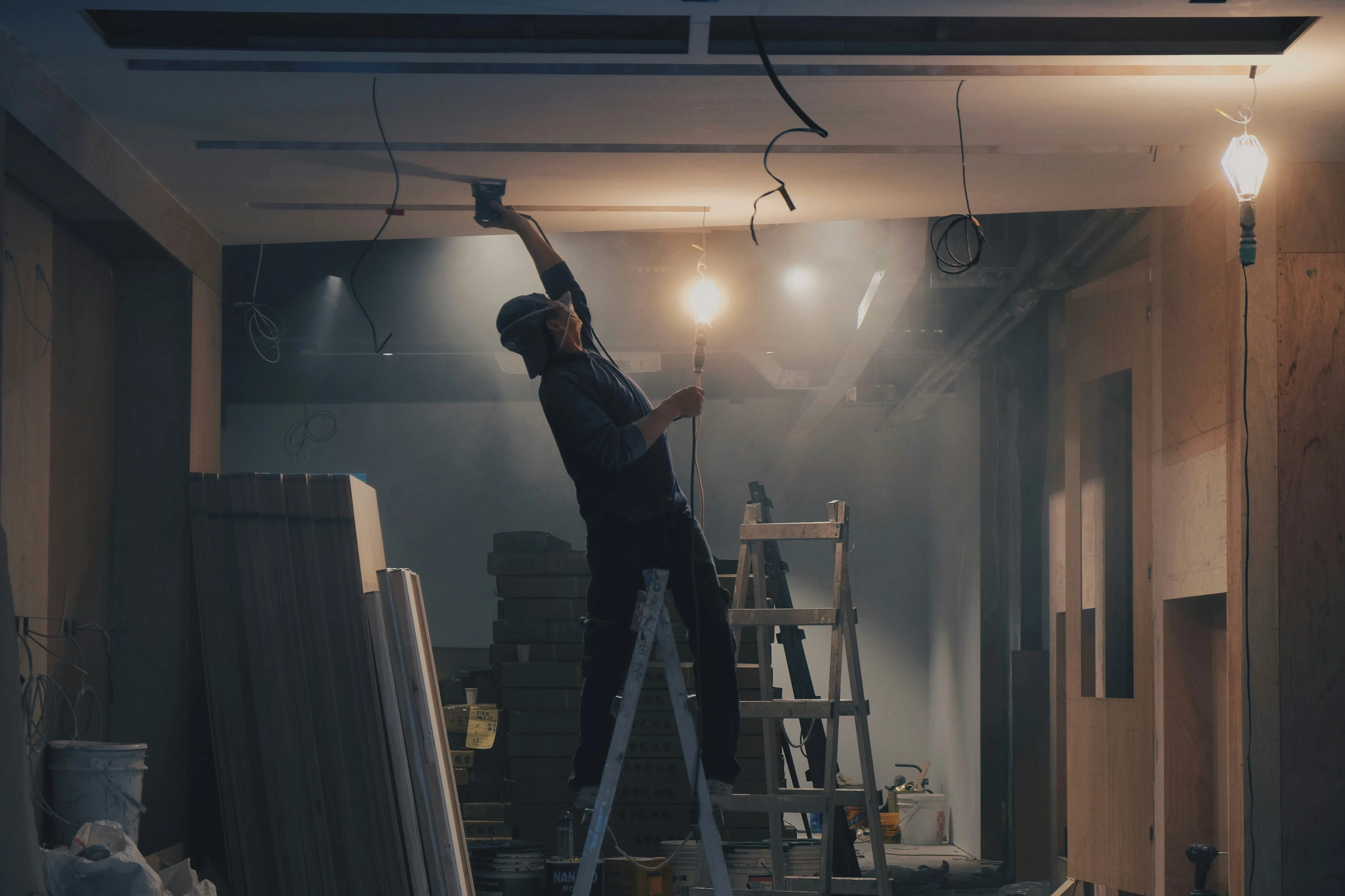 Custom employee kitchenette and storage area built for Zara retail workspace