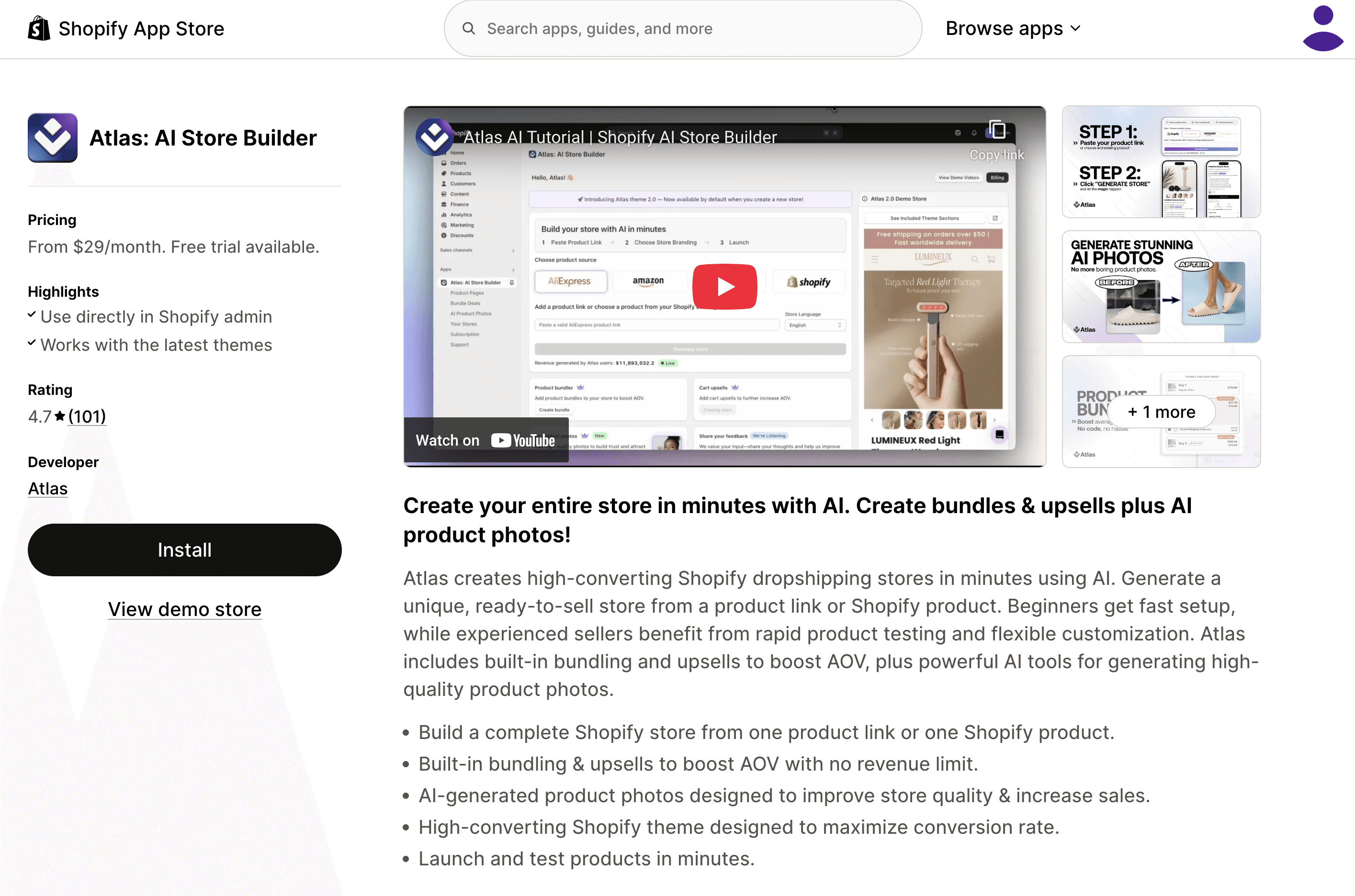 Atlas AI Store Builder Shopify Store 