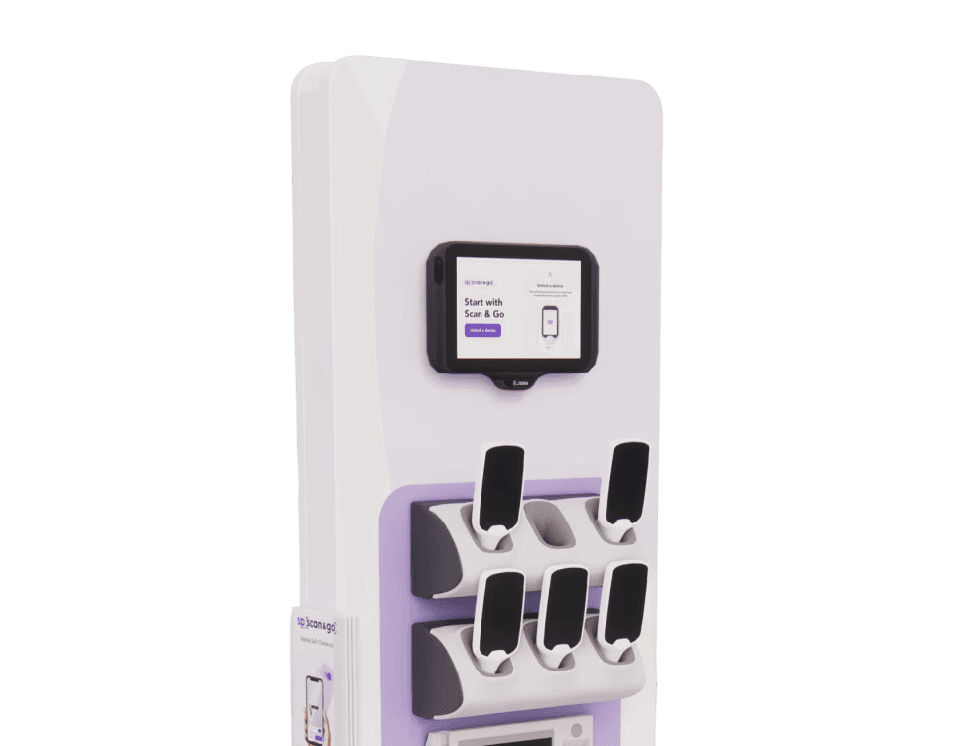 shopreme snap cart smart cart and handheld scanner charging station