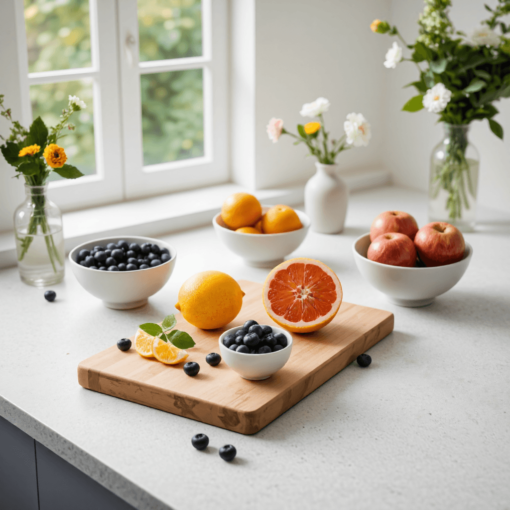 product photography of Kitchen decor and fruit display