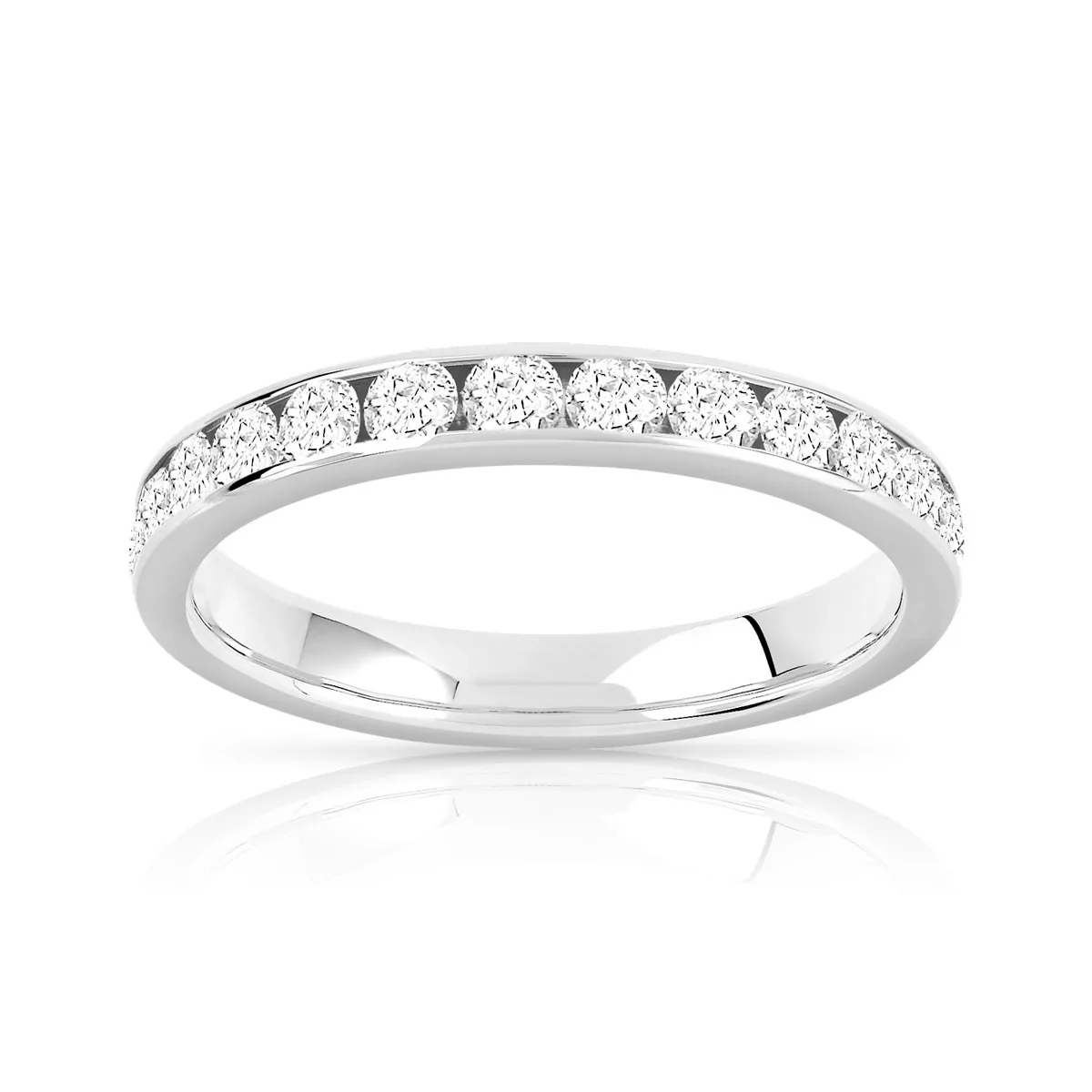 Alliance en or blanc 750 sertie de diamants