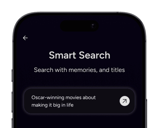 Smart Search input field showing a hybrid query combining award metadata with a thematic narrative description