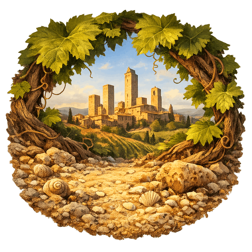 Detailed graphic of the San Gimignano wine region.