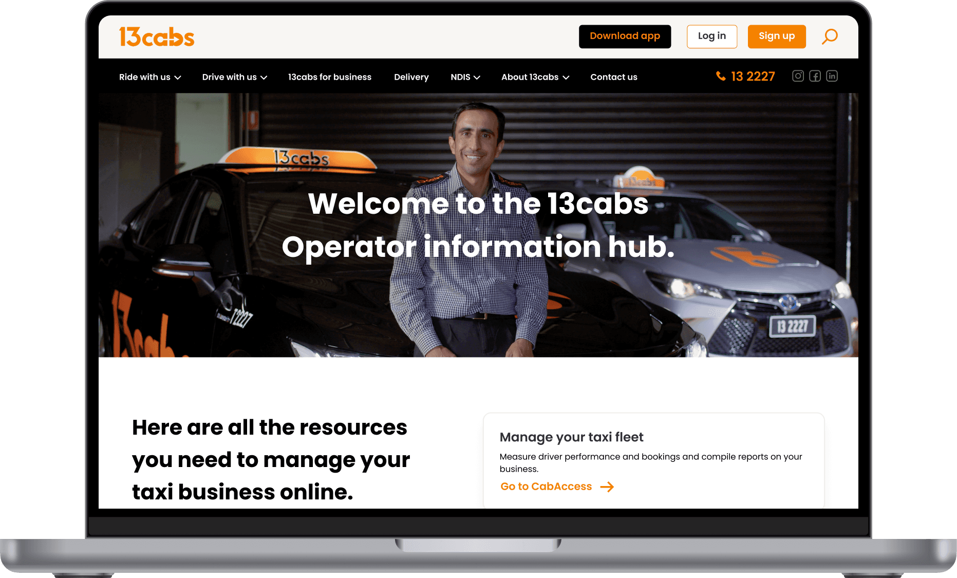 operator info hub on laptop scren