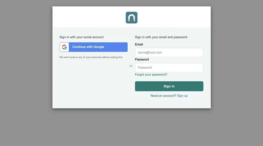 The Needl.ai sign-in page, with Google sign-in and email and password