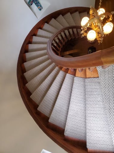 Freshly installed carpet on stairs by Shilling's Carpets & Floors