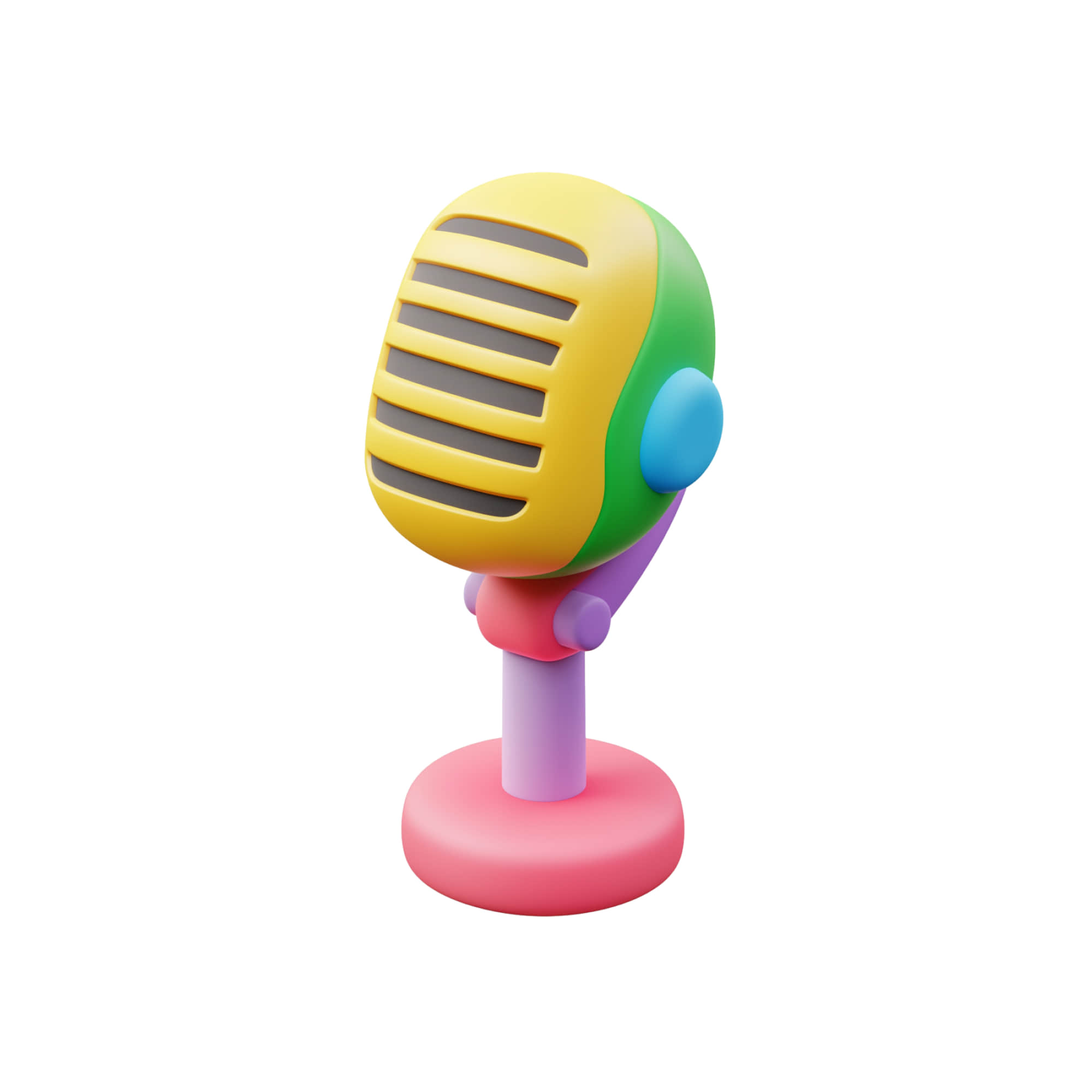 Colorful 3D Retro Microphone Icon #0xqT1