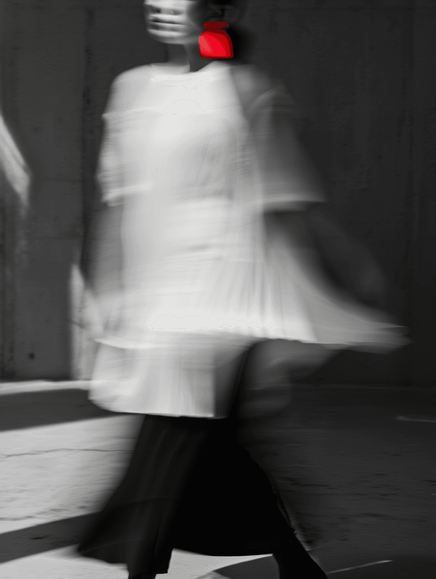 a woman in motion blur