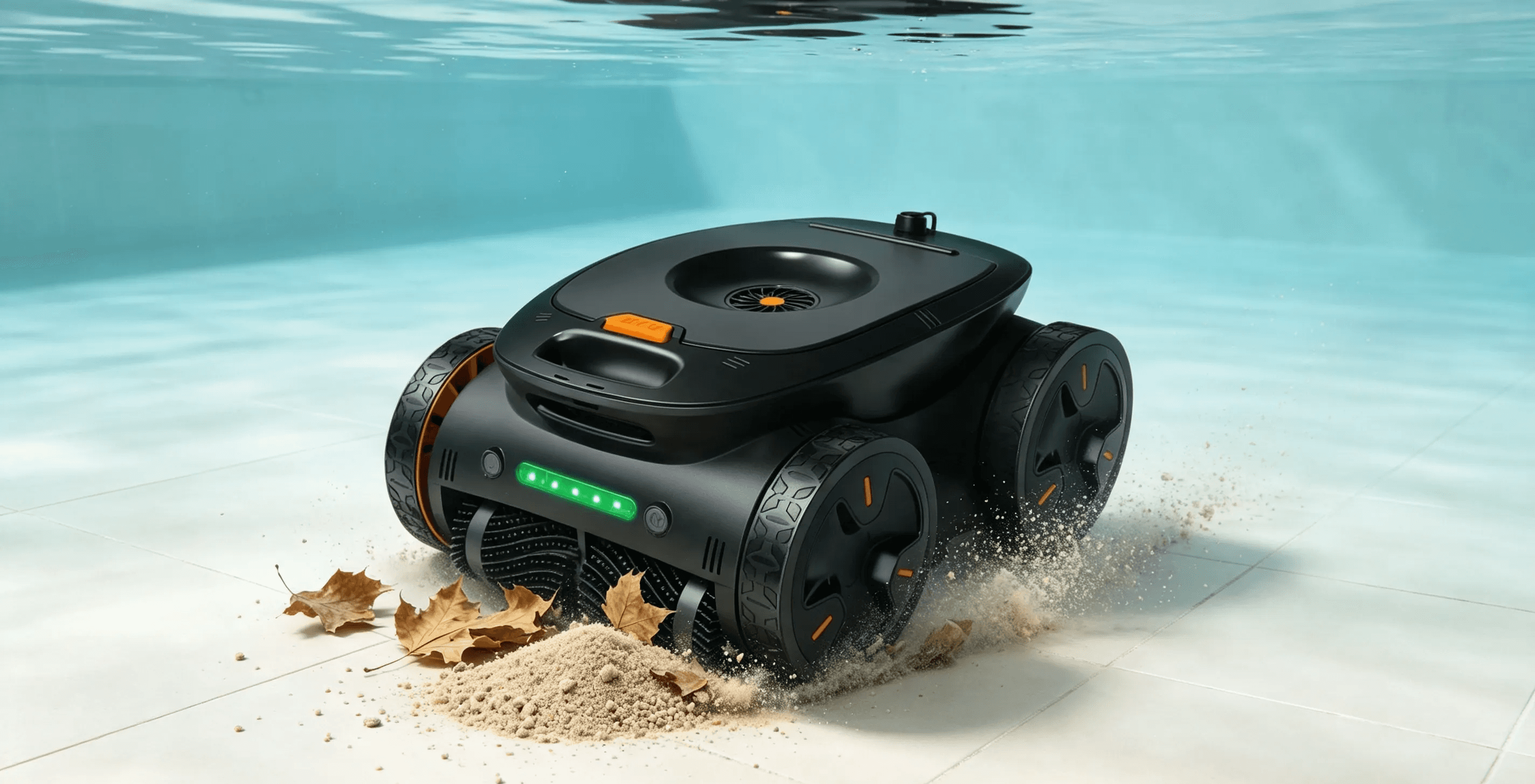Different types of debris collected by a robotic pool cleaner filter