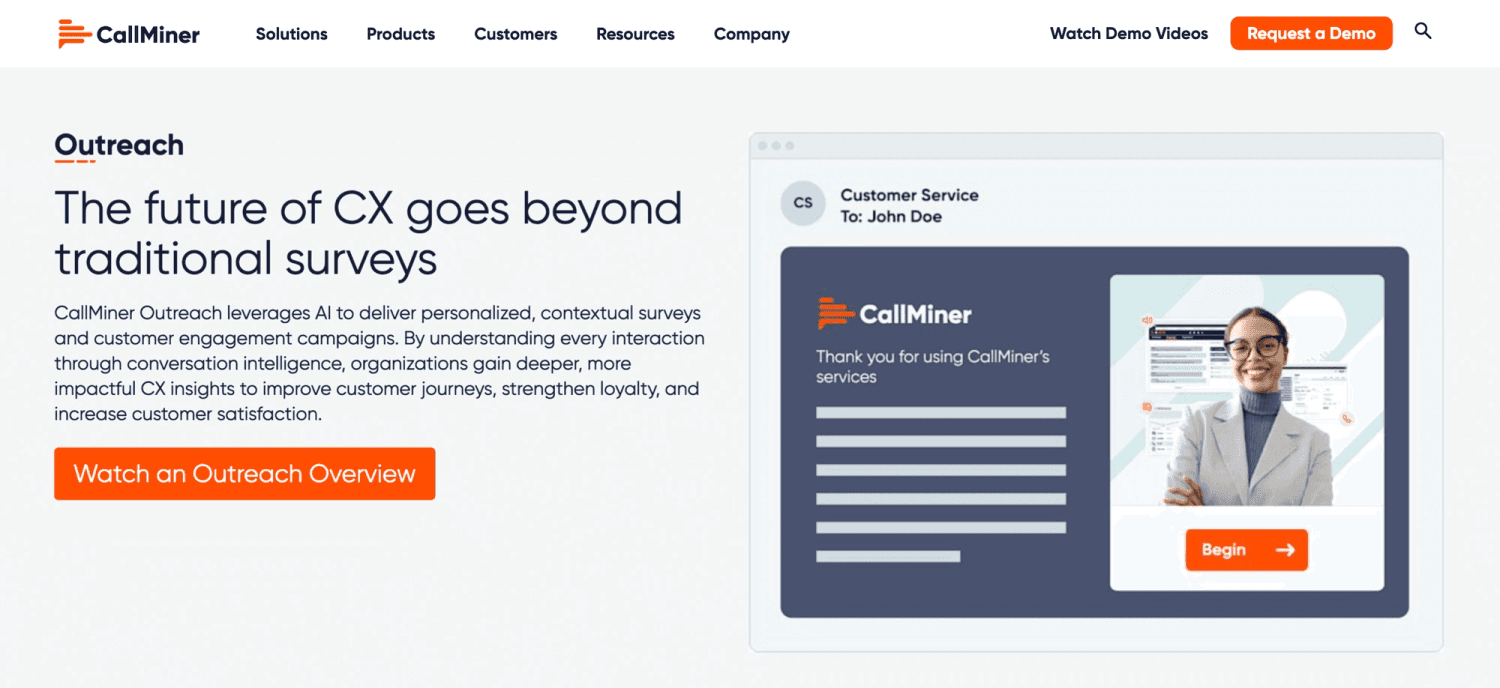 CallMiner Outreach Landing Page: The future of CX