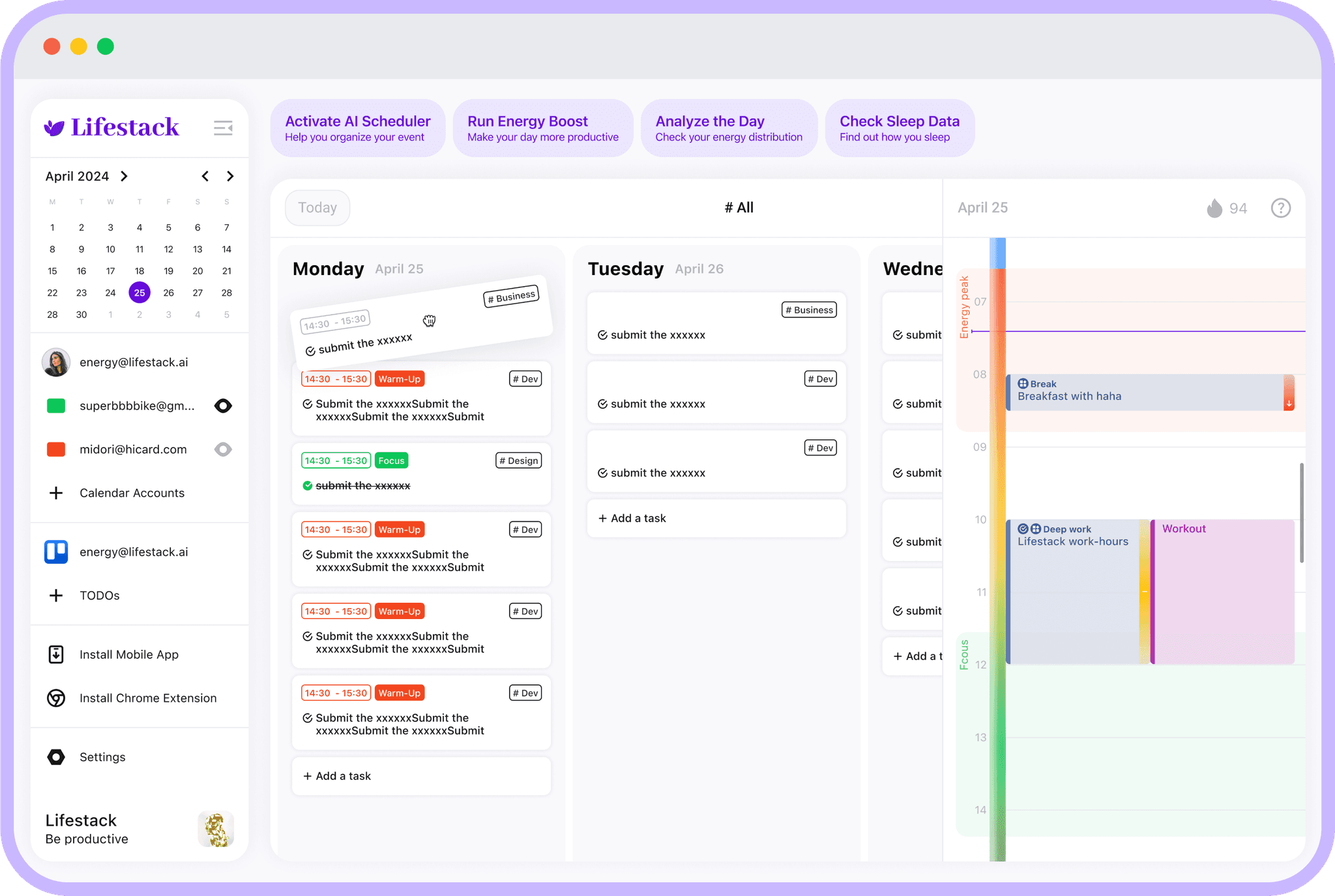 Lifestack - Daily Planner for Work and Health