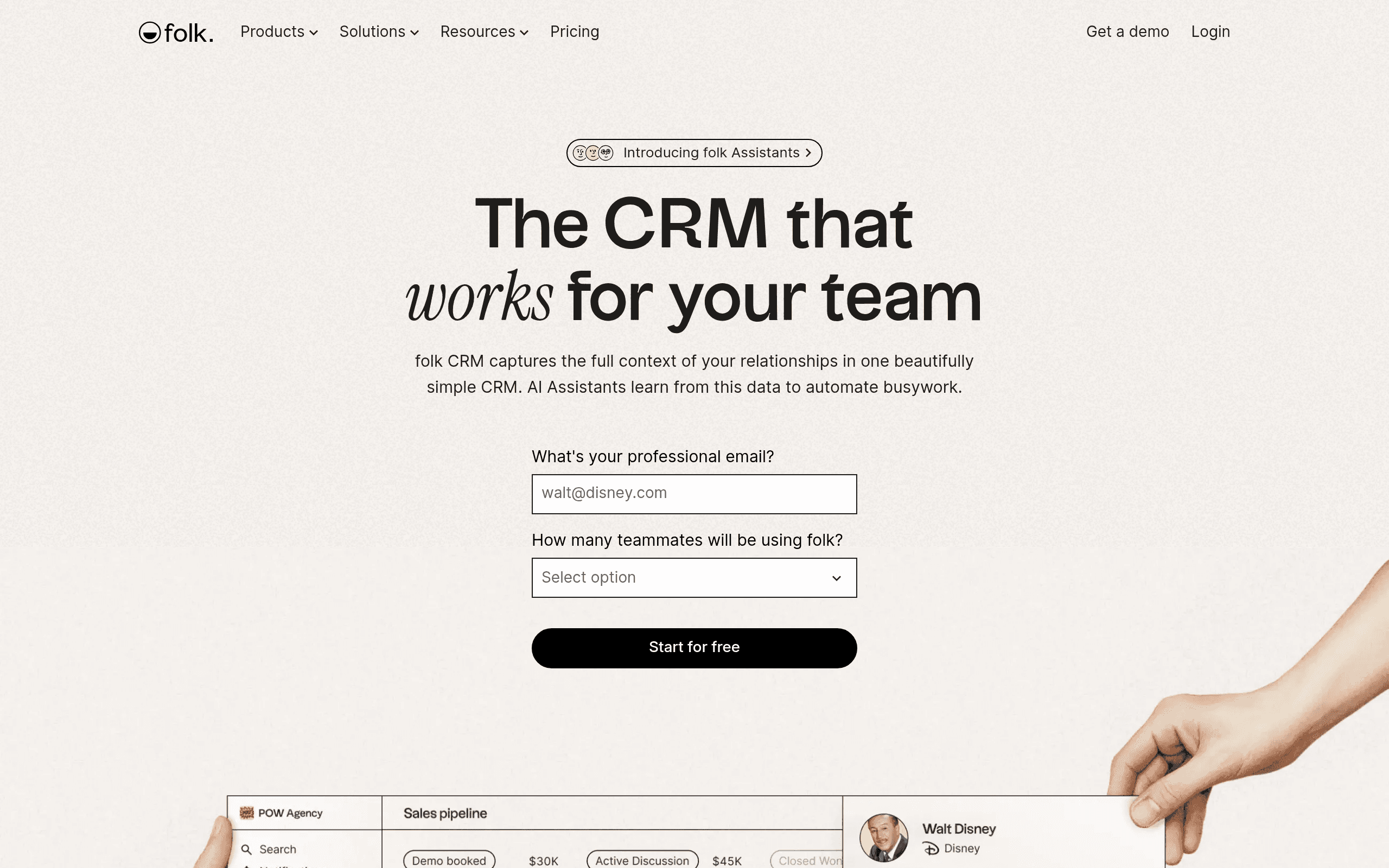 Folk landing page