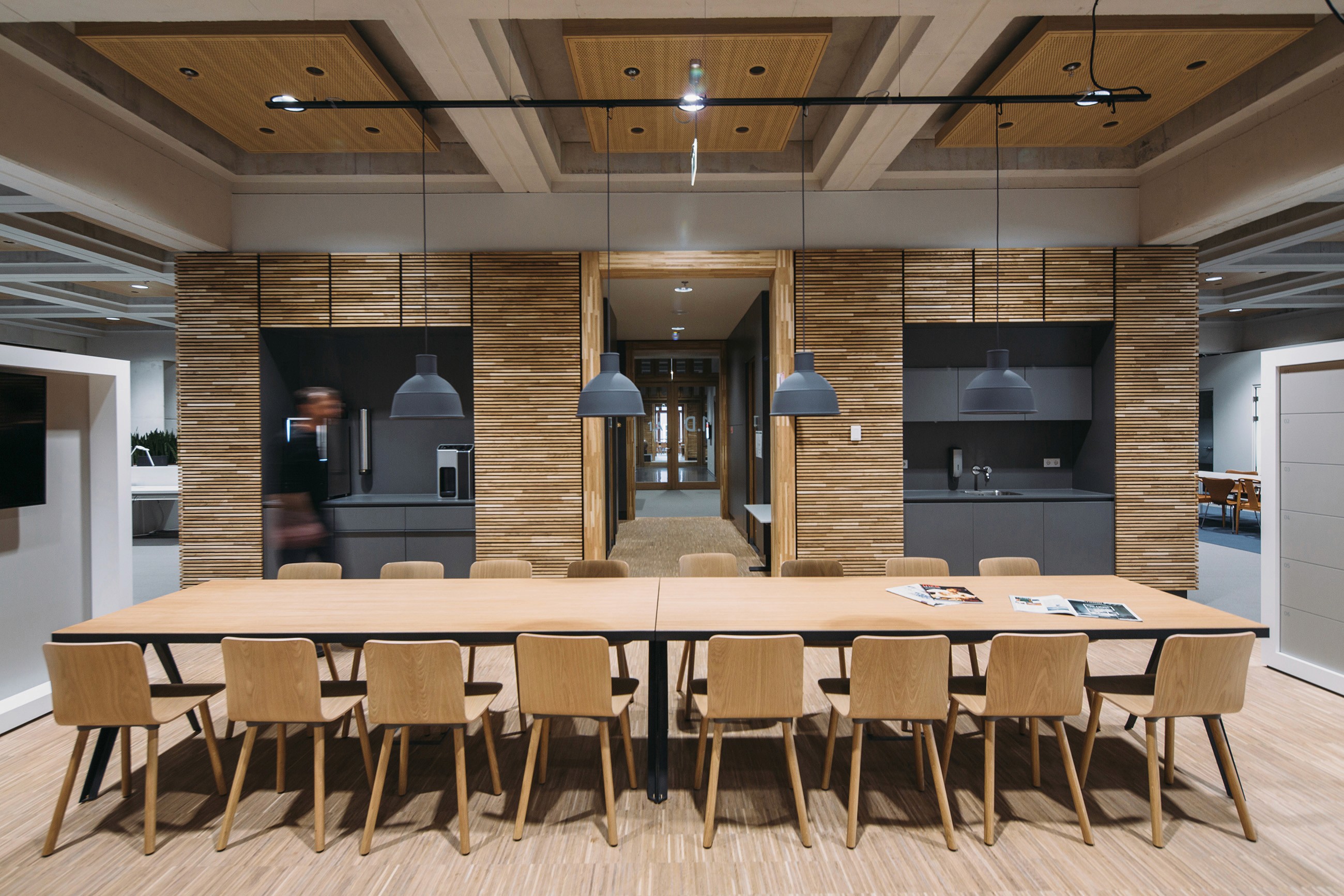 Interior photo of an informal meeting space inside the offices of the city hall