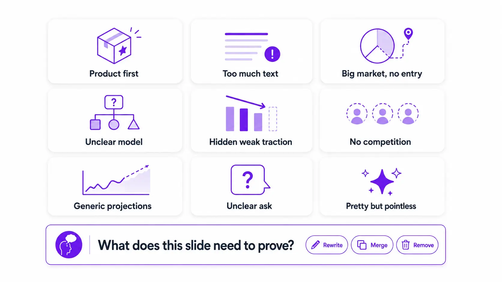What mistakes make investor decks hard to read