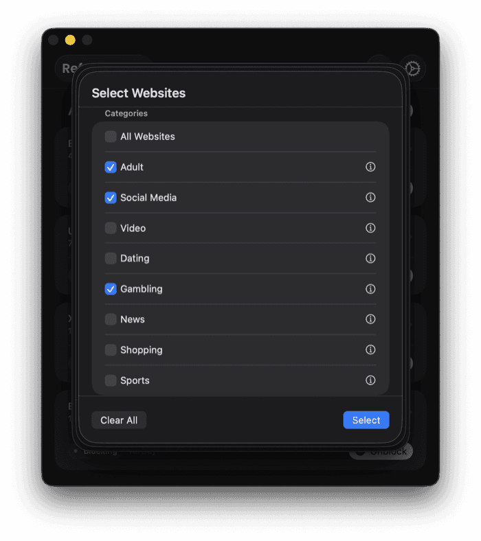 Block Website Categories in Refocus for Mac