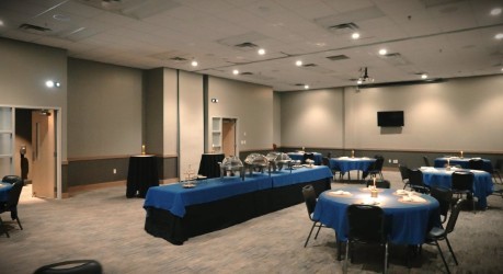 Event room with blue walls