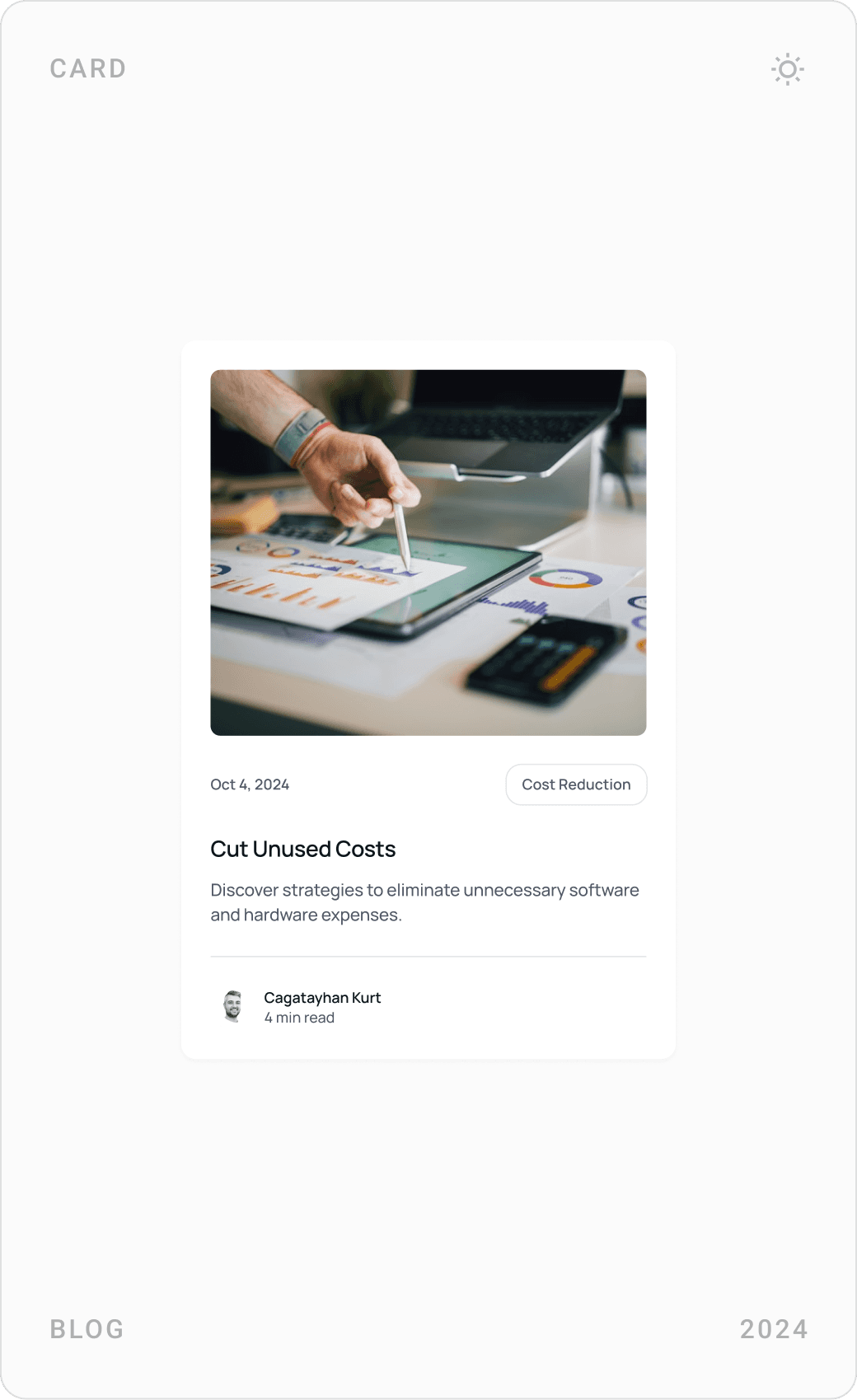 Modern Cost Reduction Insight Blog Card Design