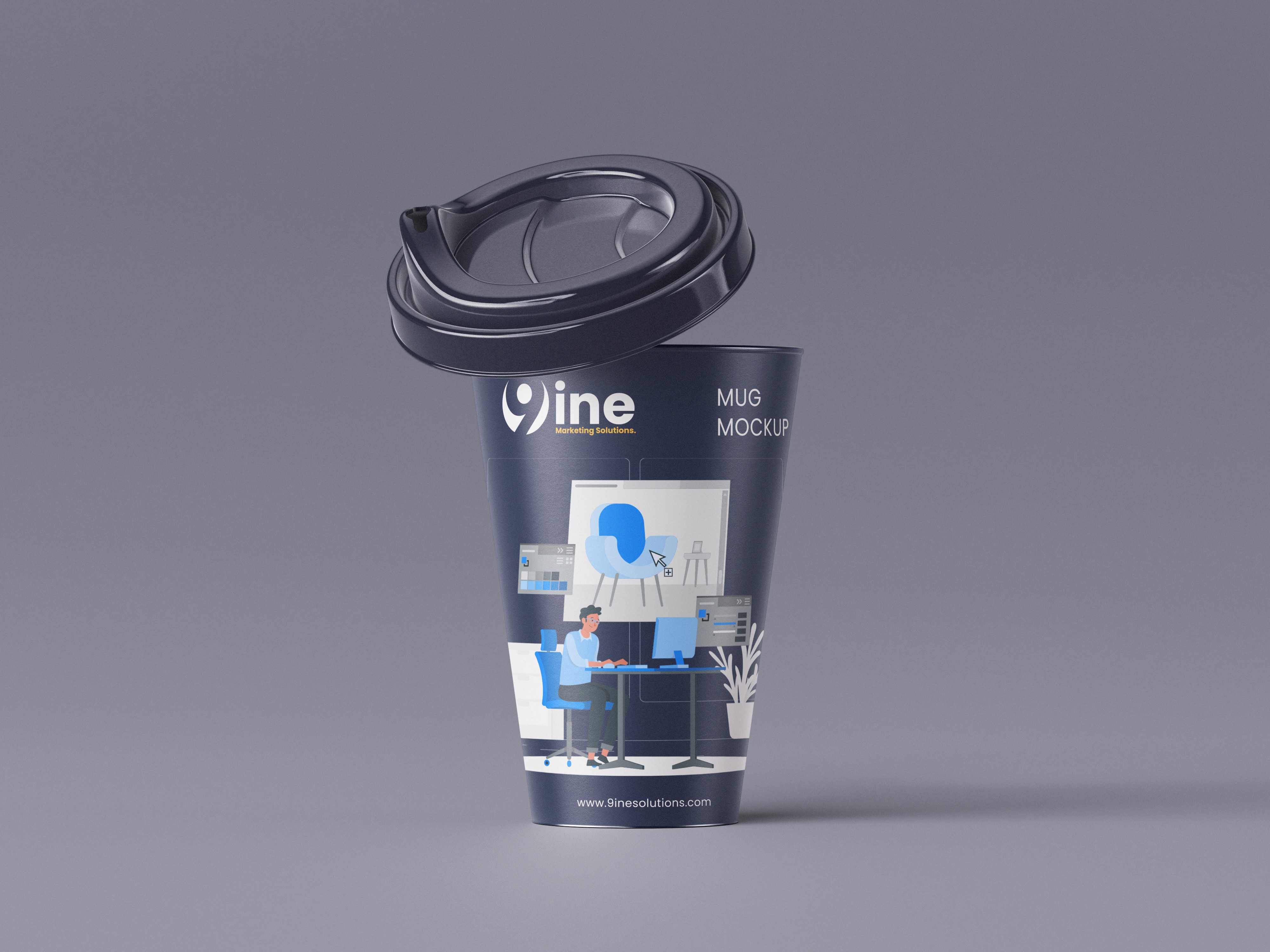 Free Open-lid Travel Mug Mockup by 9ine