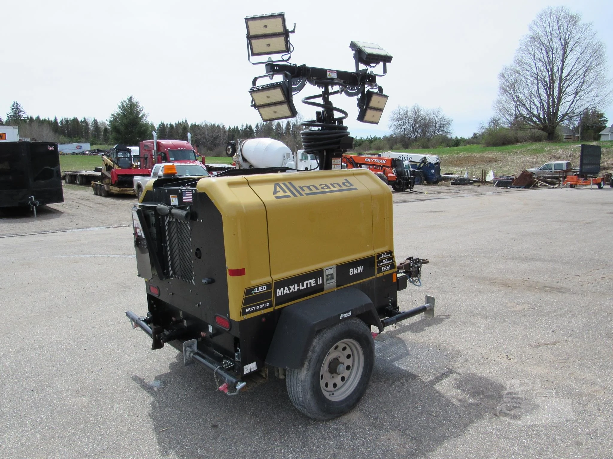 Rough-terrain forklift representing support equipment