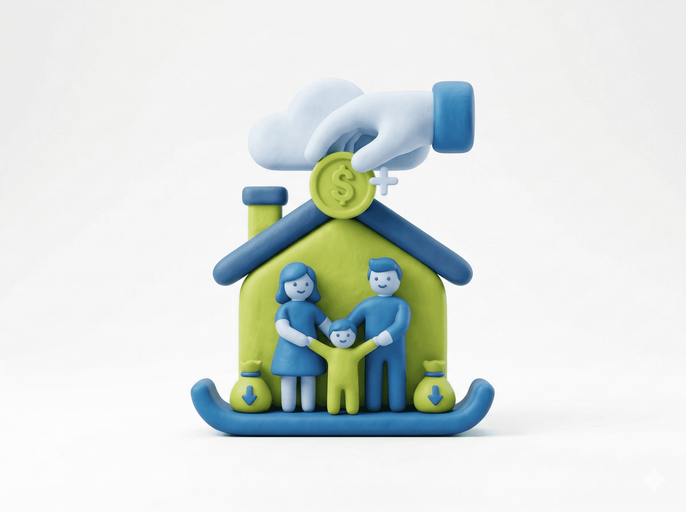 Minimal abstract sculpture with flowing translucent white curves, softly lit and casting gentle shadows on a neutral gray background.