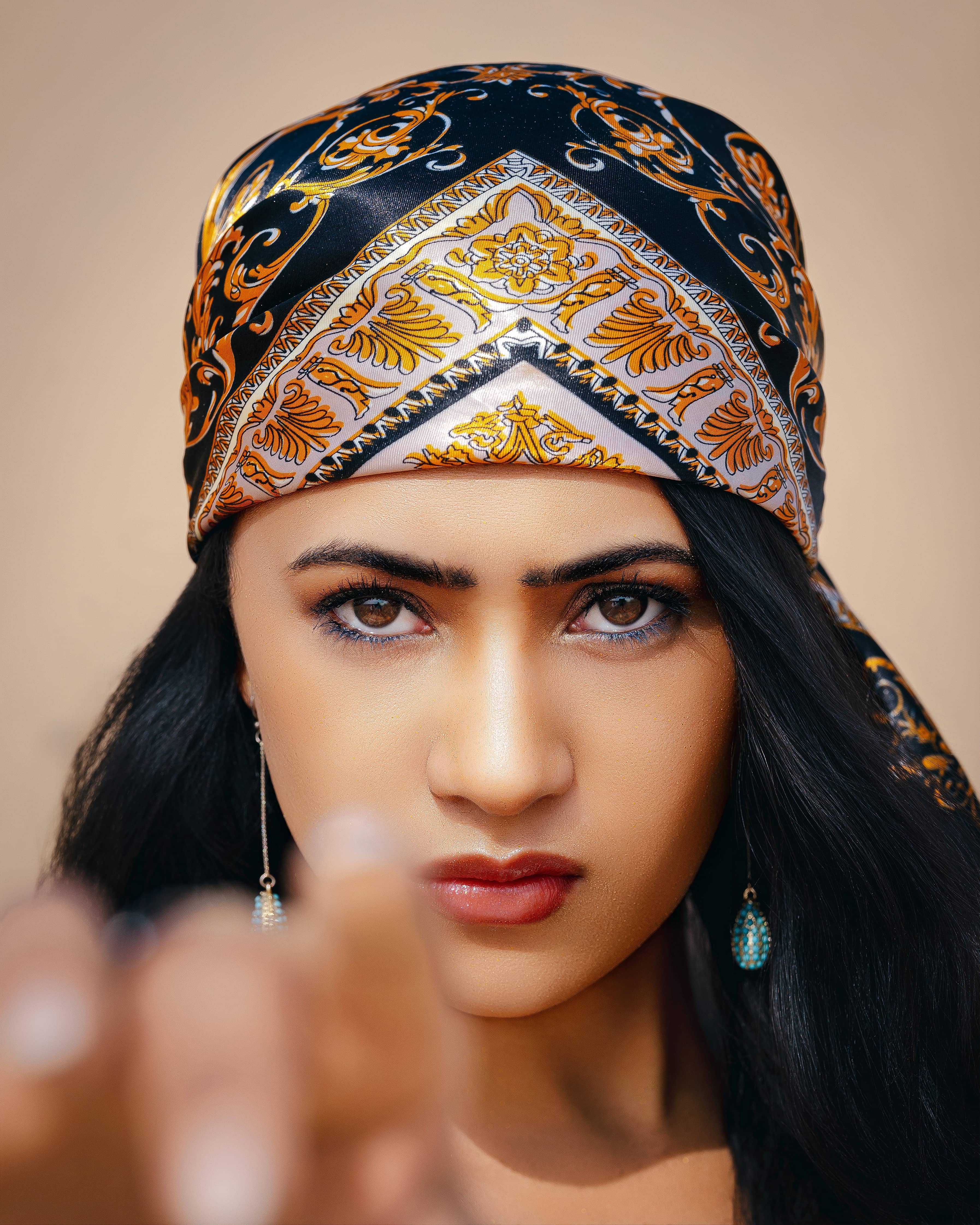 Fashion photoshoot with a woman posing in a dress