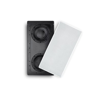 In-wall speakers with two woofers and grille