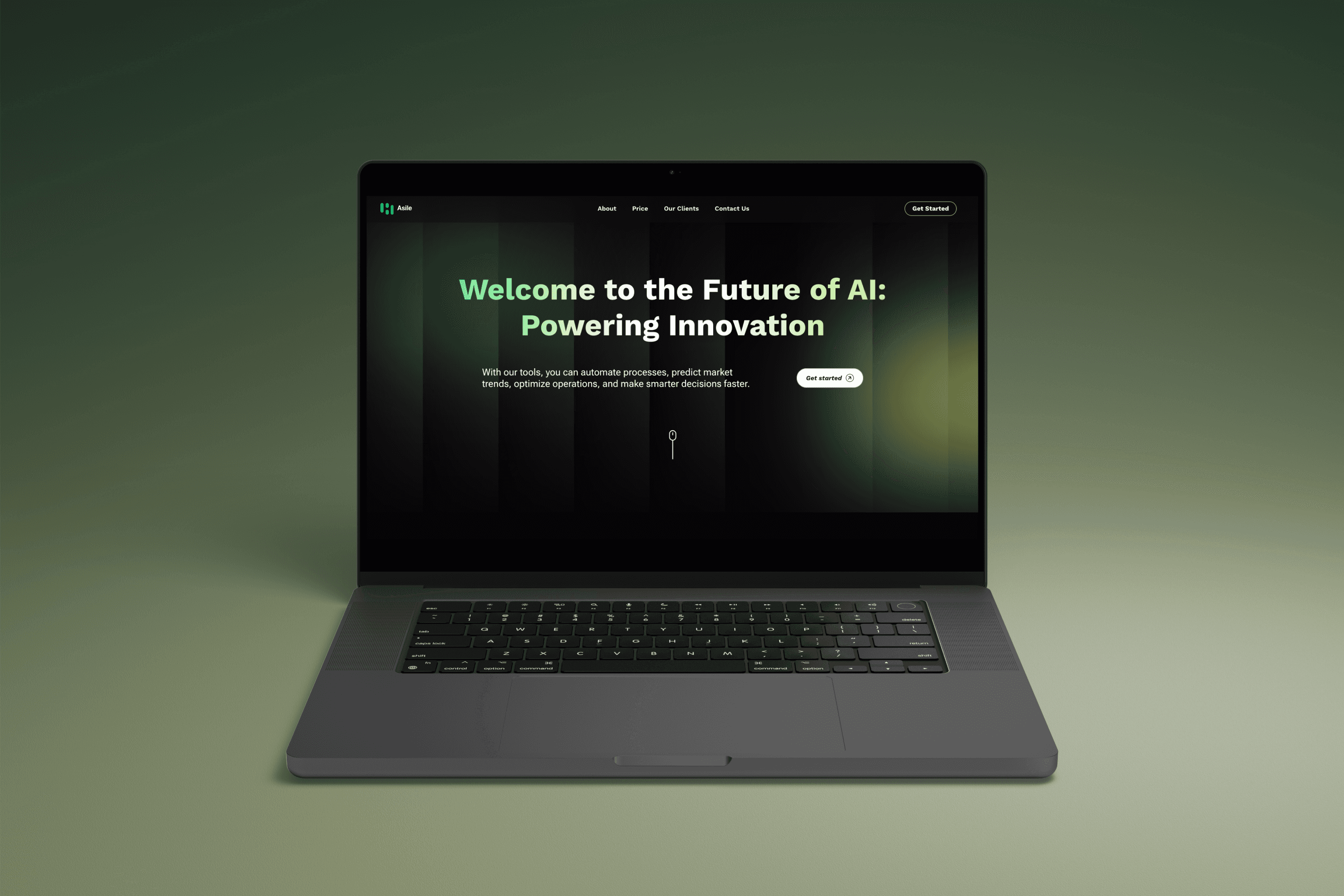 Strona tytułowa Asile pokazana w laptopie