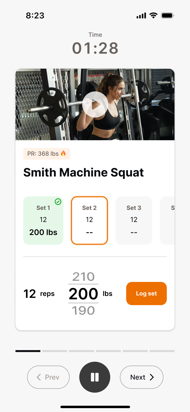 Ongoing workout screen