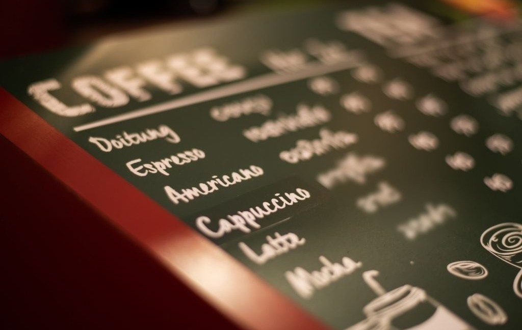 coffee shop menu