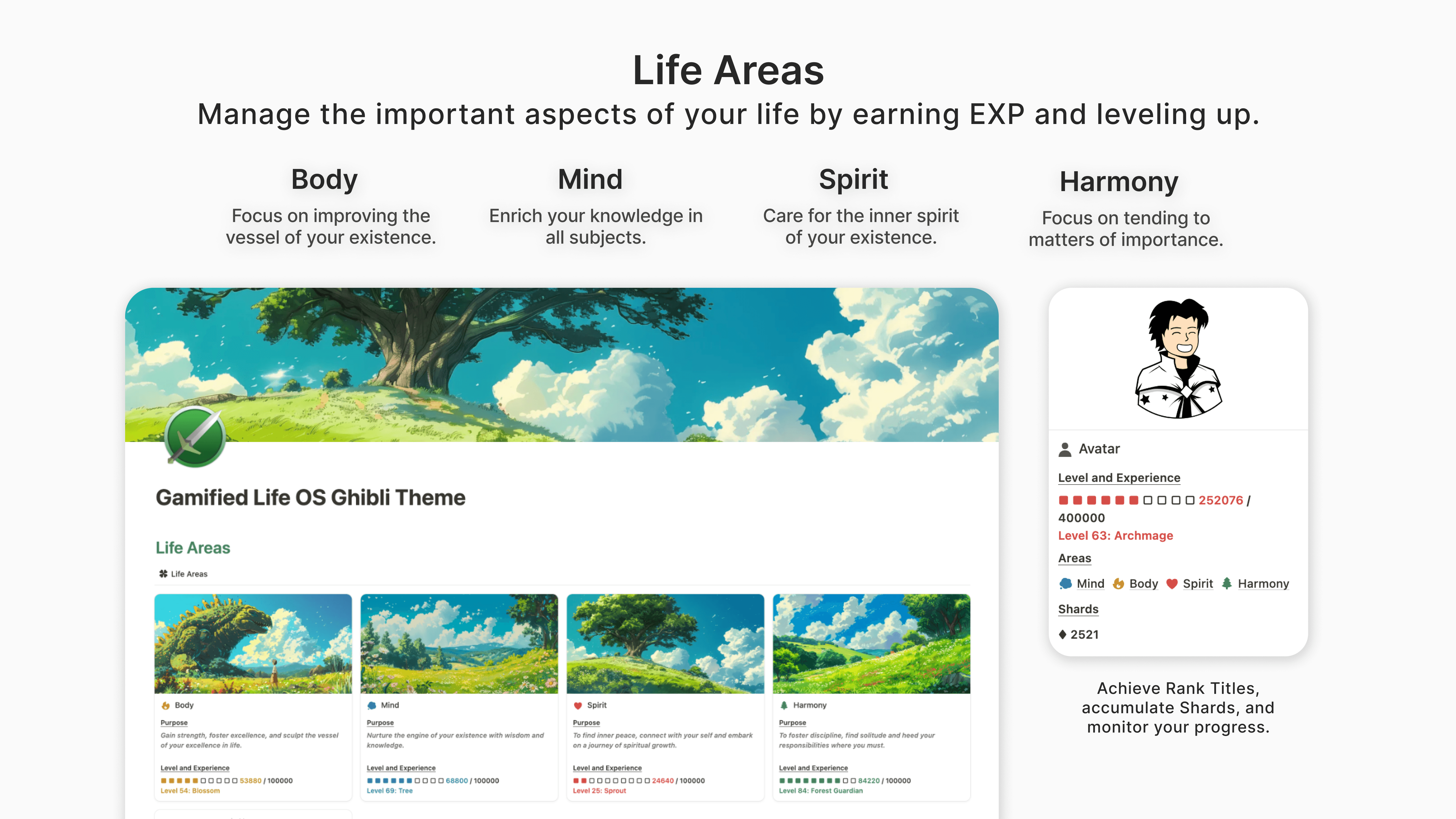 Gamified Life OS Notion template by Kevechino