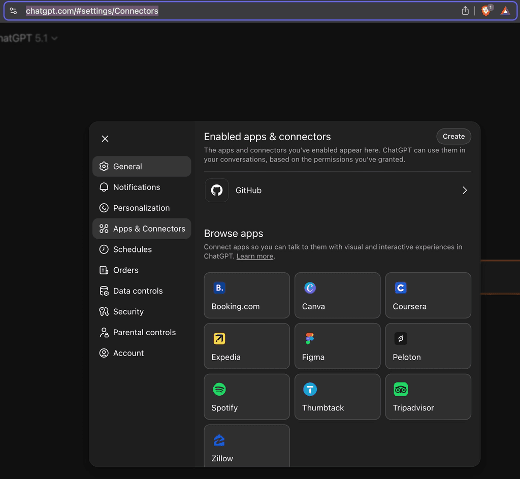 Create New Connector in ChatGPT