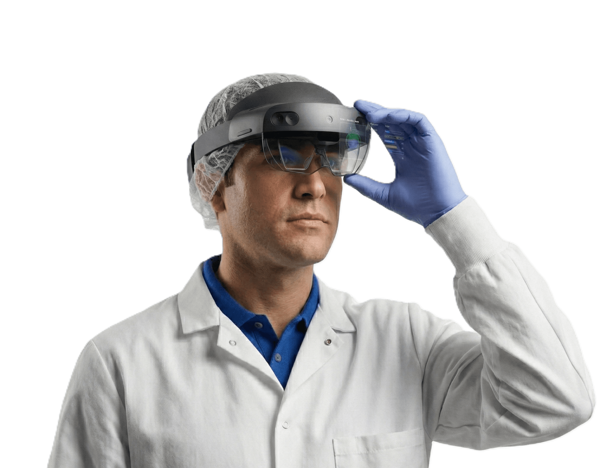 Person wearing Apple Vision Pro, assembled with Dual Knit Band